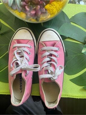 Converse Pink Low-Top Canvas Sneakers with White Accents